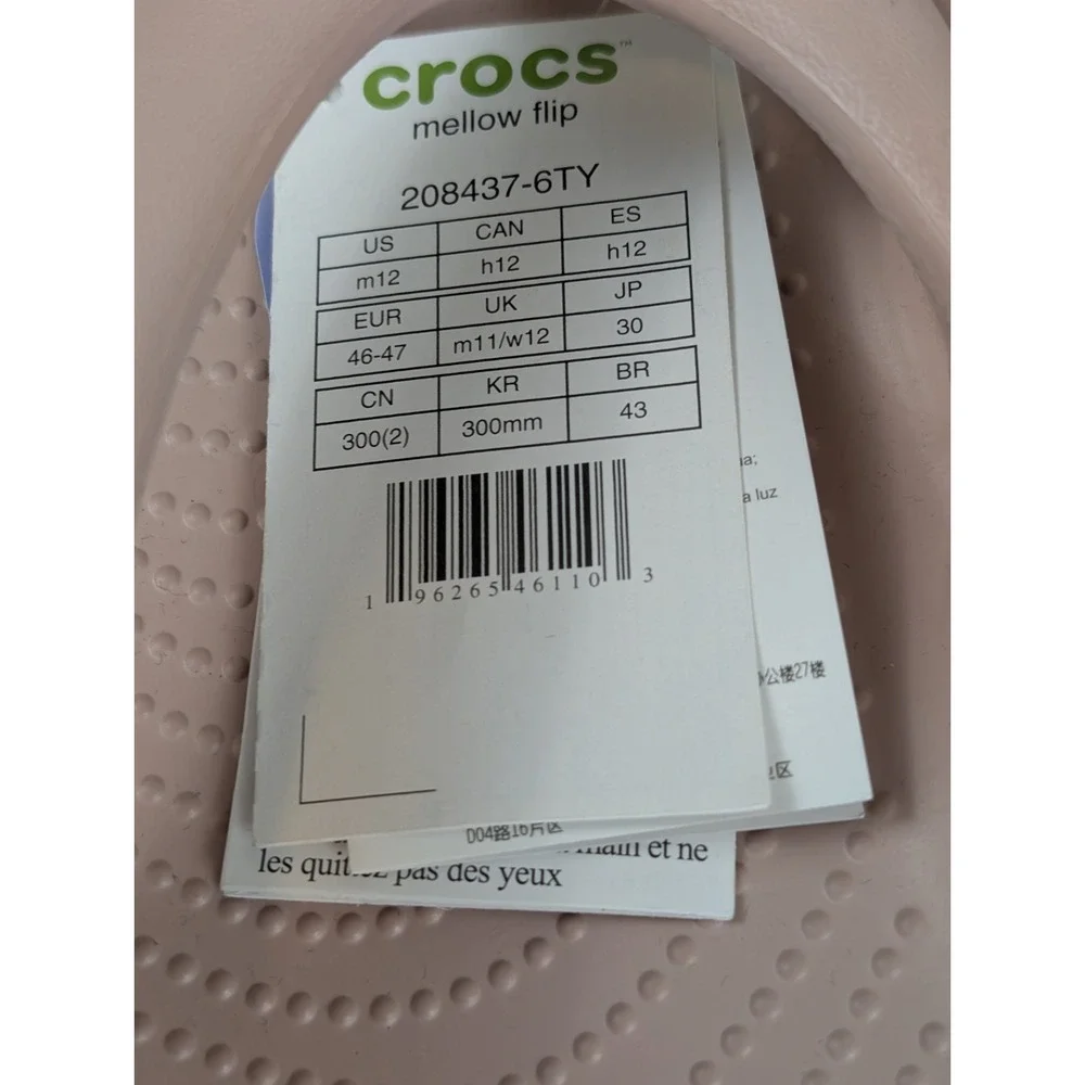 Crocs Mellow Recovery Flip Flops Men's 12 Pink Clay Argyle Rose New Tags